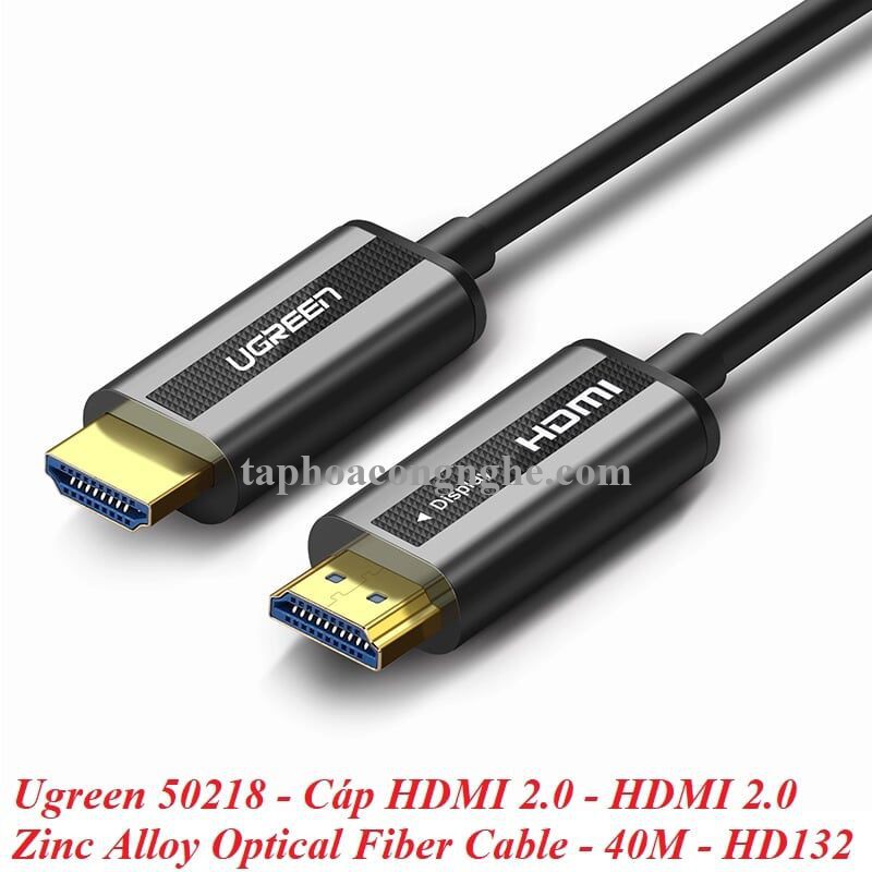 Ugreen 50218 40M màu Đen Cáp tín hiệu HDMI chuẩn 2.0 sợi quang cao cấp HD132 30050218